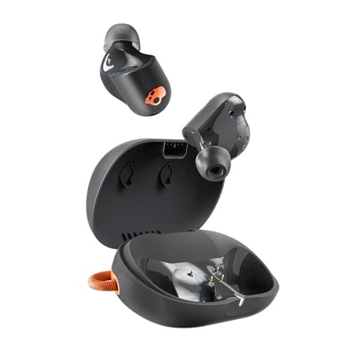 Skullcandy Sesh ANC Active True Wireless Bluetooth Earbuds with 4Mic Active Noise Cancellation,48Hr Battery,IP67 Waterproof Sports Earbuds,Multipoint Pairing,Google Fast Pair,Spotify Tap–Black/Orange