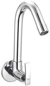 Spazio Premium Quality Pulse Sink Cock/Sink Faucet Kitchen Tap For Hot/Cold Water With 360 Degree Revolving Spout, Wall Flange & Aerator Foam Flow Bib Tap Faucet (Wall Mount Installation Type)