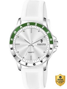 Roadster Silver Dial White Silicone Strap Analog Watch - For Women 38372333