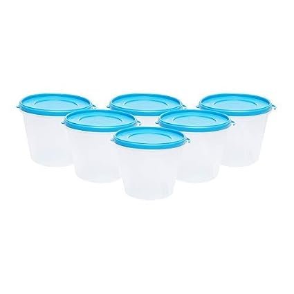 Cutting EDGE Nesterware 1000ml Round Stackable Container (Set of 6, Blue)
