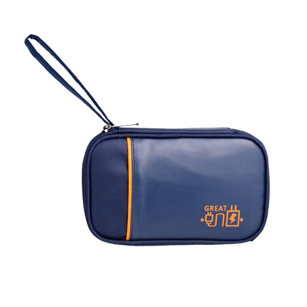 Uninest Polyester Electronics Accessories Organizer Bag, Double Layer Electronics Organizer Portable Storage Case for Cable, Cord, Charger, Adapter, Power Bank, Hard Drives (Navy Blue)