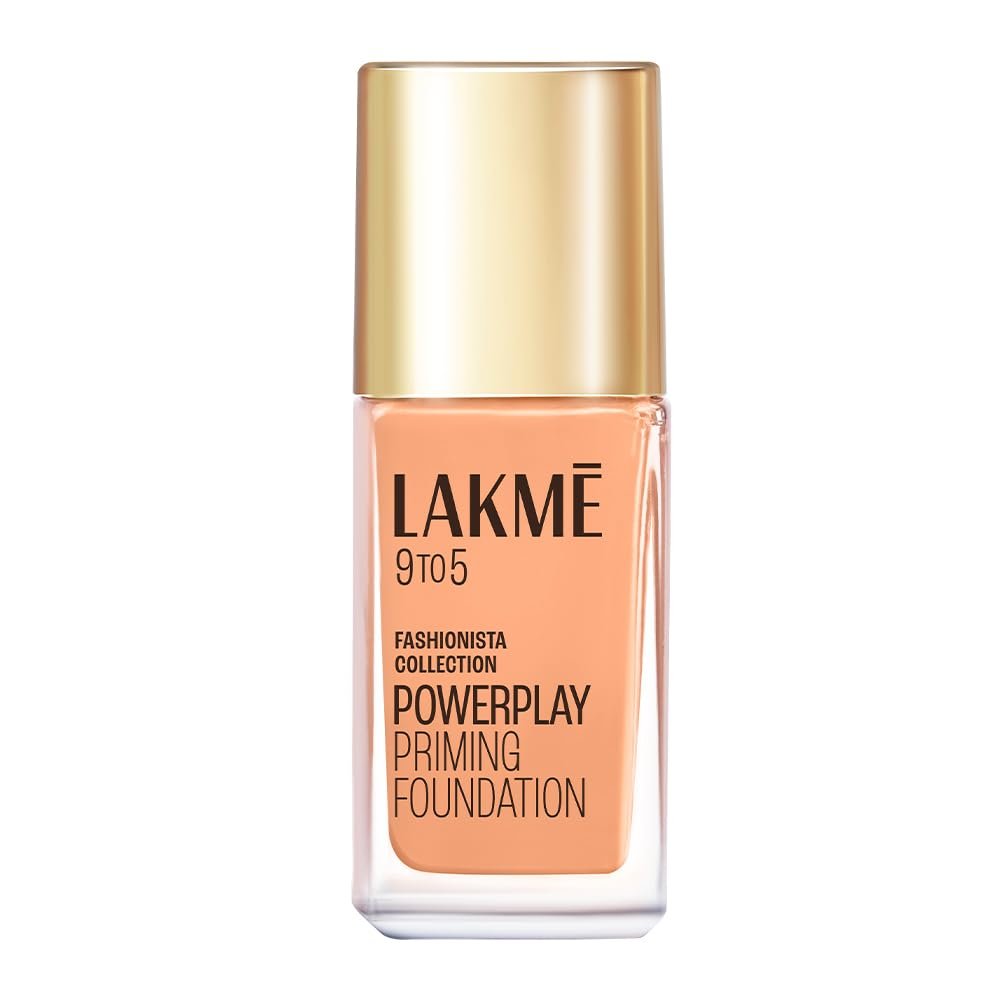 Lakme Powerplay Priming Foundation, Natural, Flawless Finish, Medium To Full Coverage, Built in Primer, Long Lasting, SPF 20, Warm Sand, 25ml