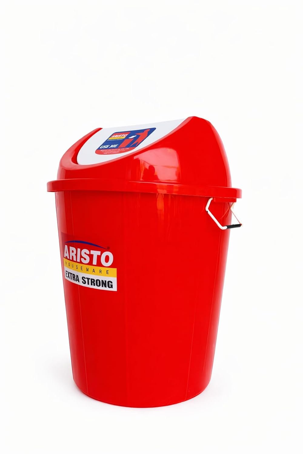 ARISTO Swing Lid Dustbin with Metal Side Handle 80 LTR RED