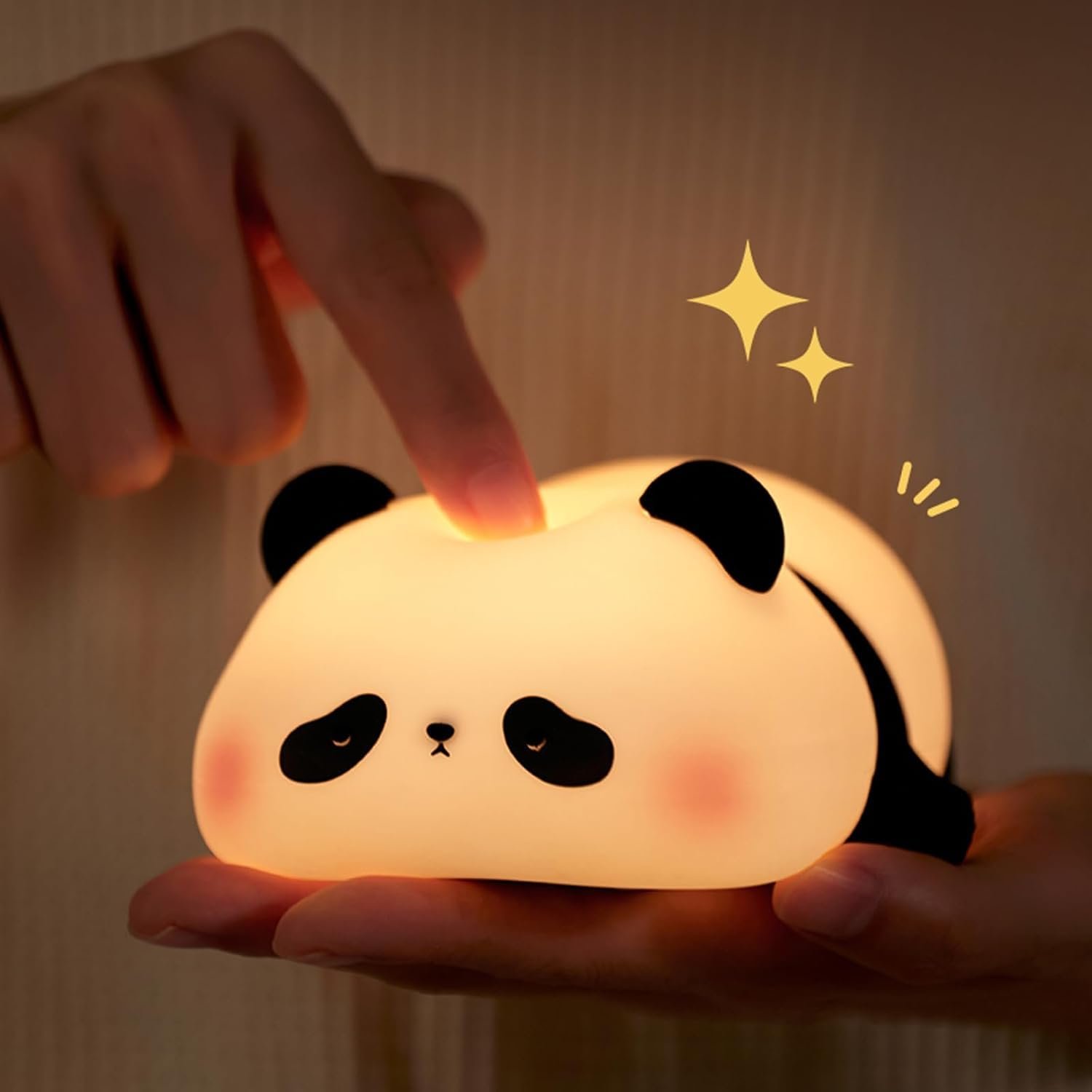 Cute Sleeping Panda Soft Silicone Nursery Night Light, for Baby Room Decor, Girls, Boys, Home Decor, Birthday Gift Rechargeable, 7 Color Changing, Tap Control (Sleeping Panda Lamp)