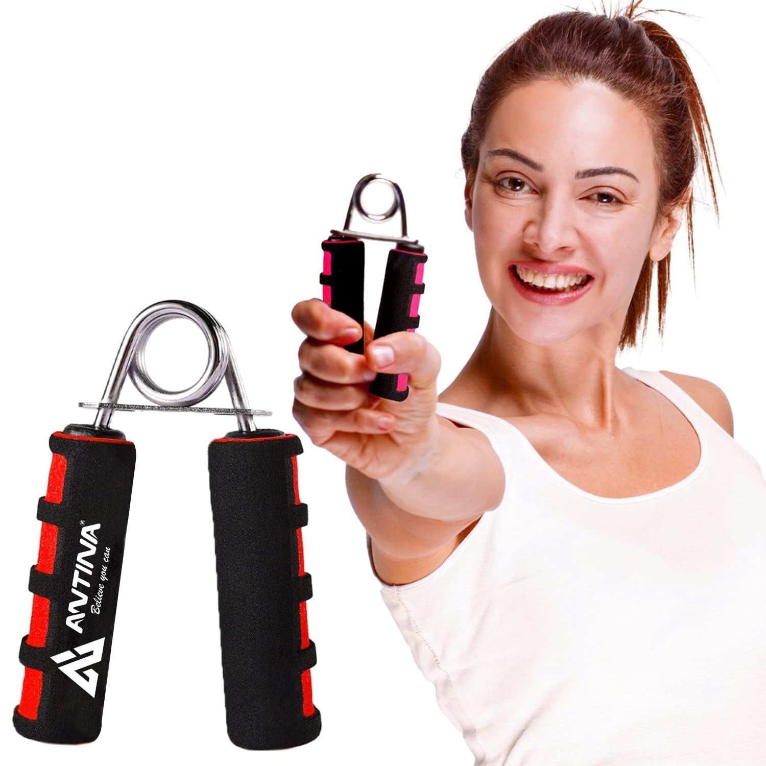 ANTINA Hand Gripper, Hard PVC Hand Grip For Exercise, 1 Piece Foam Hand Gripper, Hand Gripper For Exercise, Hand Gripper For Strengthen For Men, Women, Boys, Girls (Red)