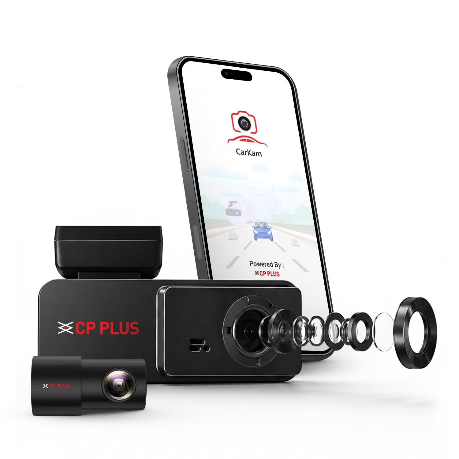 CP PLUS Dash Cam for Car CP-F28B | Dual Channel Dashcam | Full HD 2MP Front & Rear | Built-in GPS | 1.9' Display | WDR Night Vision | Wide View Angle | WiFi (AP Mode) | G-Sensor | Supports 1TB SD Card