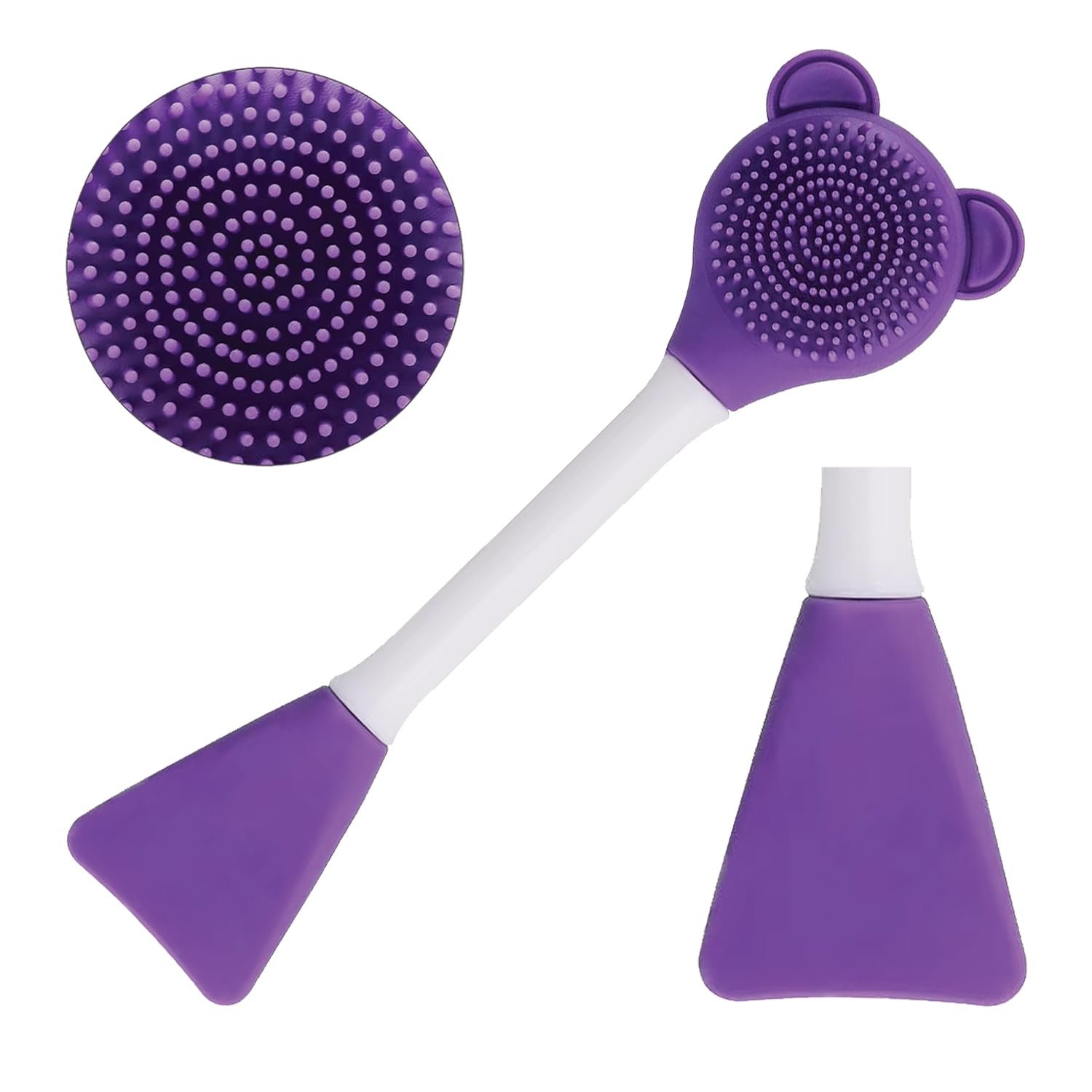 TEMPERIA (1 pcs) 2 in 1 Silicone Face Scrubber Brush for Men & Women - Facial Massager Tool for Cleansing - Exfoliating Brush for Face Wash Scrub (Random Colors) (MN02)