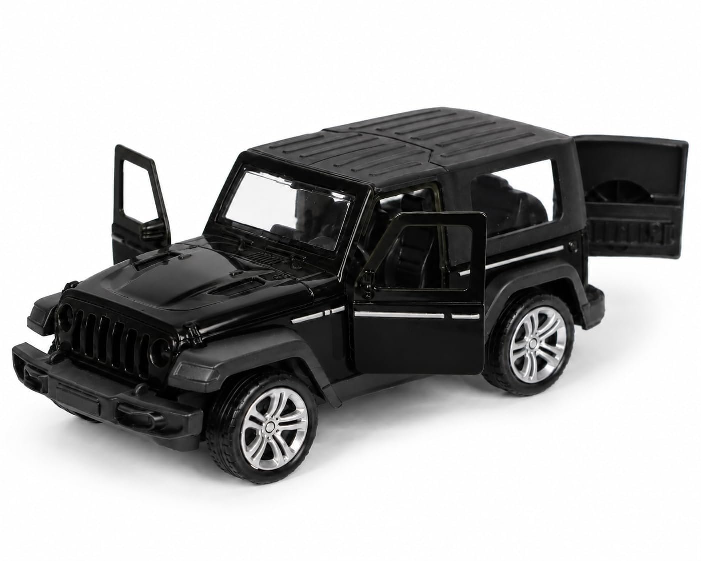 Brand Conquer 1:28 Scale Die Cast Metal SUV Toy Car for Kids, Pull Back Action, Openable Front Doors & Tail Door, Realistic Interior, Collectible Model Car Gift for Boys & Girls (Black)