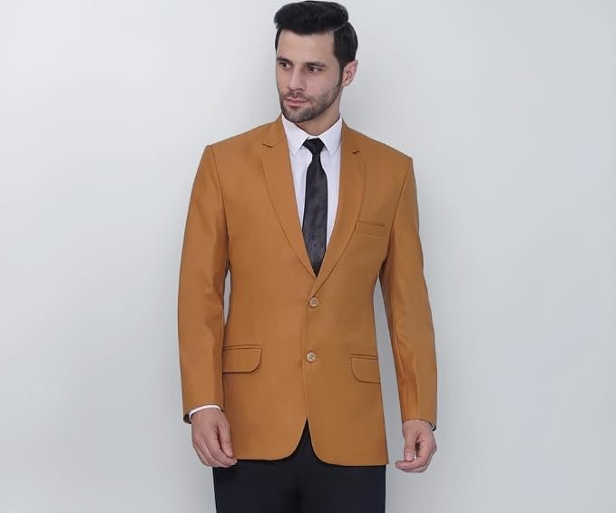 FAVOROSKI Tuxedo Formal Blazers for Men with 2 Pockets | Rayon Slim Fit Single Breasted Blazer | Semi Ethnic Wear Tuxedos | Solid Tuxedo Blazers in Shawl Collar | Blazer for Wedding, Festive, Formal