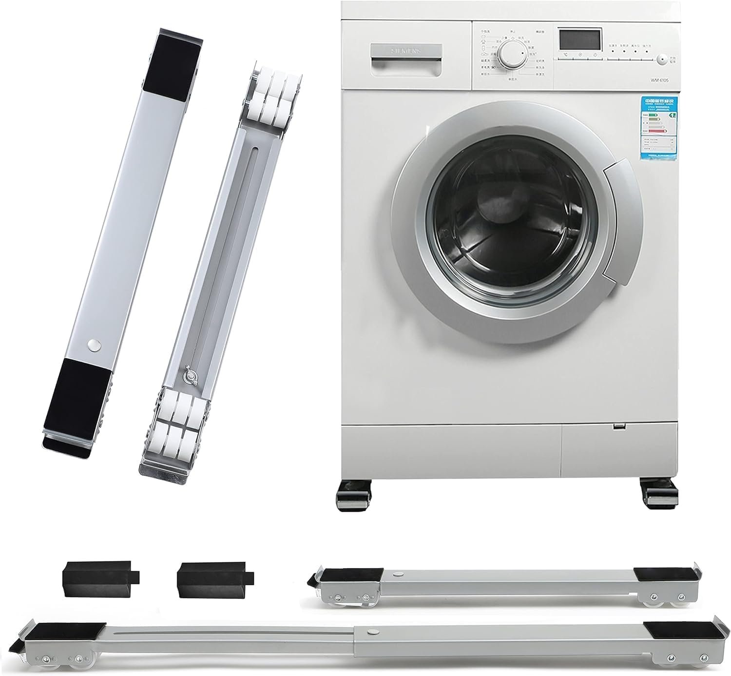 Heavy-Duty Adjustable Stand with Locking Casters for Fridge & Washer