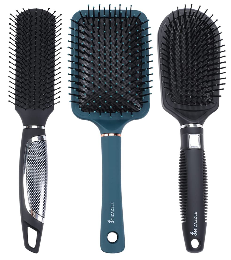 Midazzle Premium Flat & Paddle Hair Brush for Men & Women - Pack of 3 (HB6-17-18)