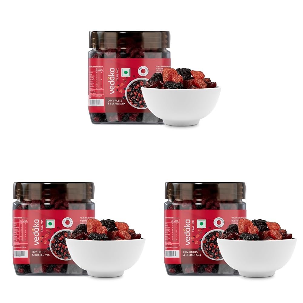Amazon Brand - Vedaka Berries Mix | 200 g | Blueberry, Strawberry, Cranberry and Black Currant | Healthy Snacking (Pack of 3)