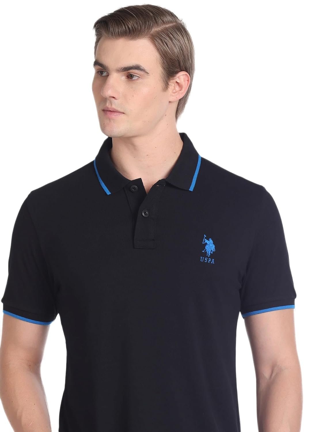 U.S. Polo ASSN. Striped Slim Fit Polo T Shirts for Men - 100% Cotton, Half Sleeves Mens Tshirt