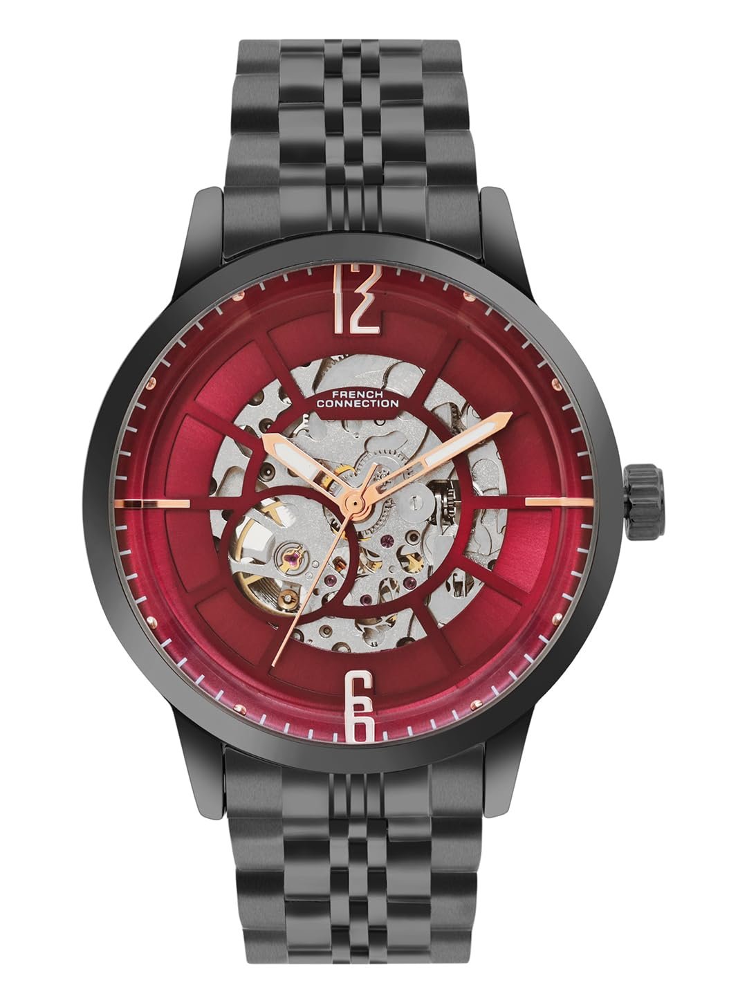 French Connection Men Analogue Automatic Burgundy Dial Watch-FCA20BM