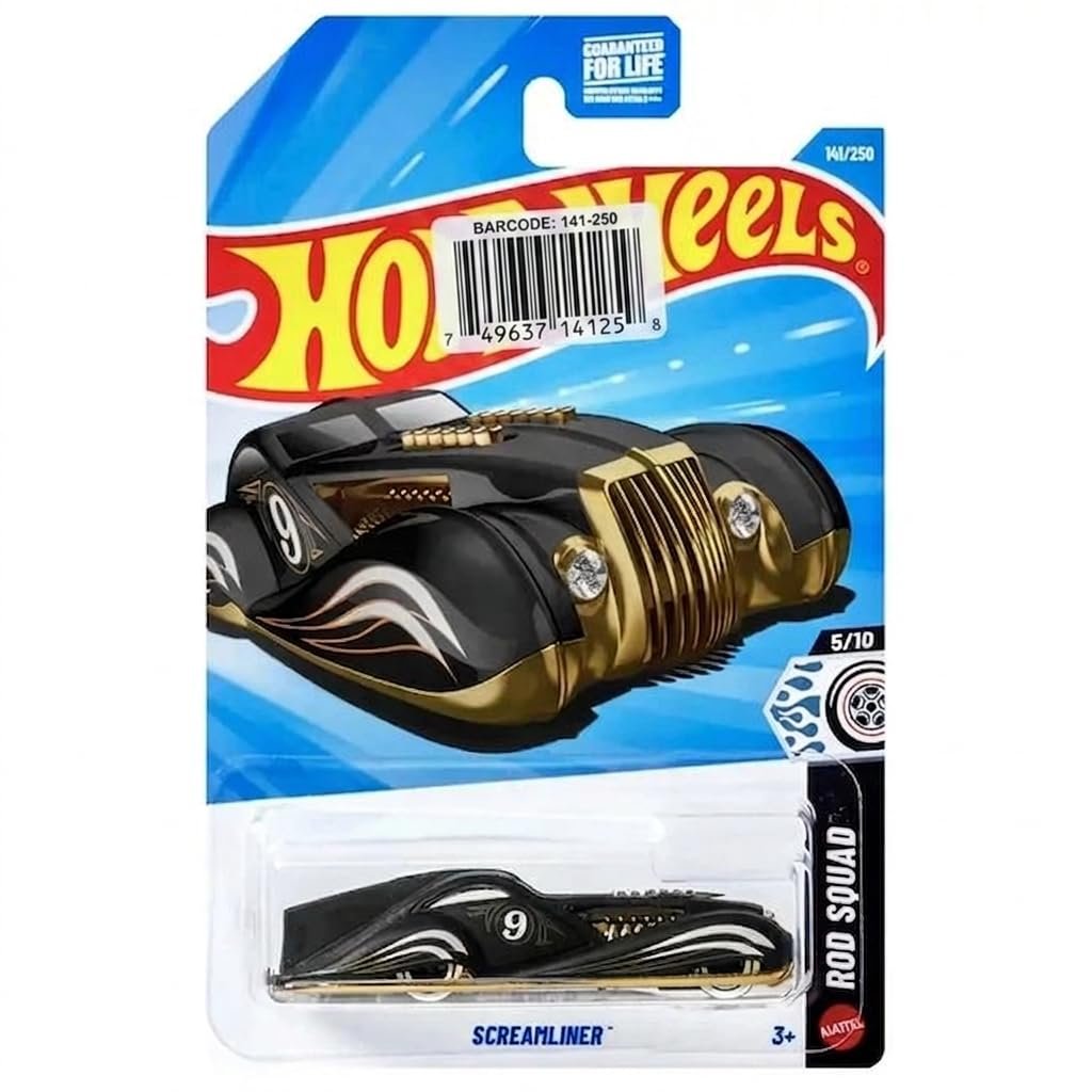 Pampam Toys Screamliner, Black and Gold Custom Hot Rod Toy Car, Vintage Style with Racing Number 9