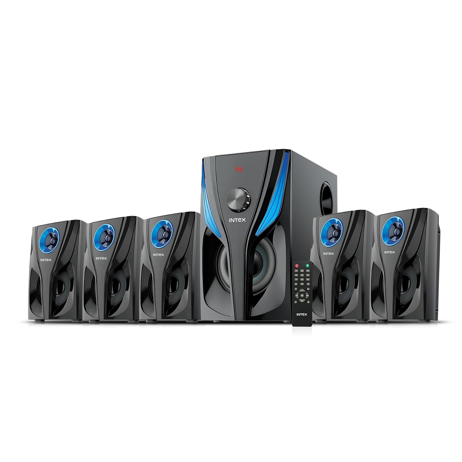 Intex ROAR-800 Auxiliary, Bluetooth Deep Bass Home Theater with Subwoofer 5.1 Channel with 80W Premium Signature Sound, Multiple Connectivity Modes, Master Remote and Sleek Finish (Black)