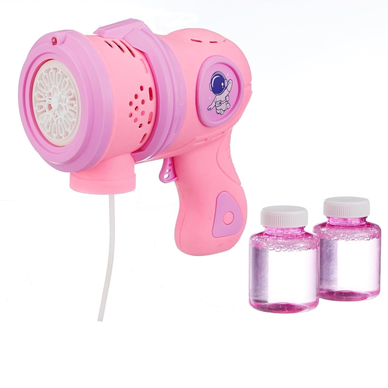 Niku Bubble Gun Maker Toys for Kids Girls Boys | Leak-Proof Bubble Machine Automatic Space Theme | 2 Bubble Solution | Best Birthday Gift - Pink Color