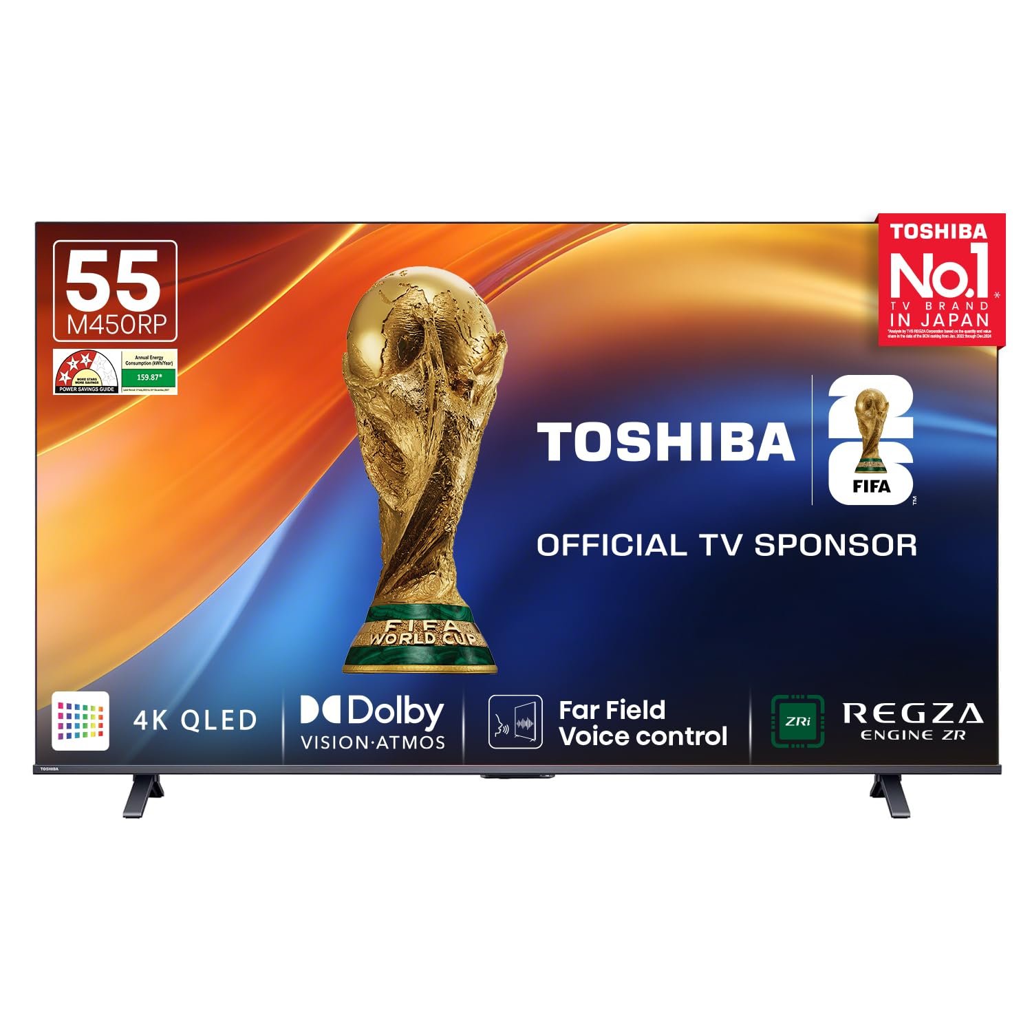 Toshiba 139 cm (55 Inches) 4K Ultra HD Smart QLED TV | Dolby Atmos, HDR10+ | 24W Powerful Speakers | Sports Mode | REGZA Engine ZR |4K Upscaling | Voice Control | Vidaa OS | 55M450RP (Black)