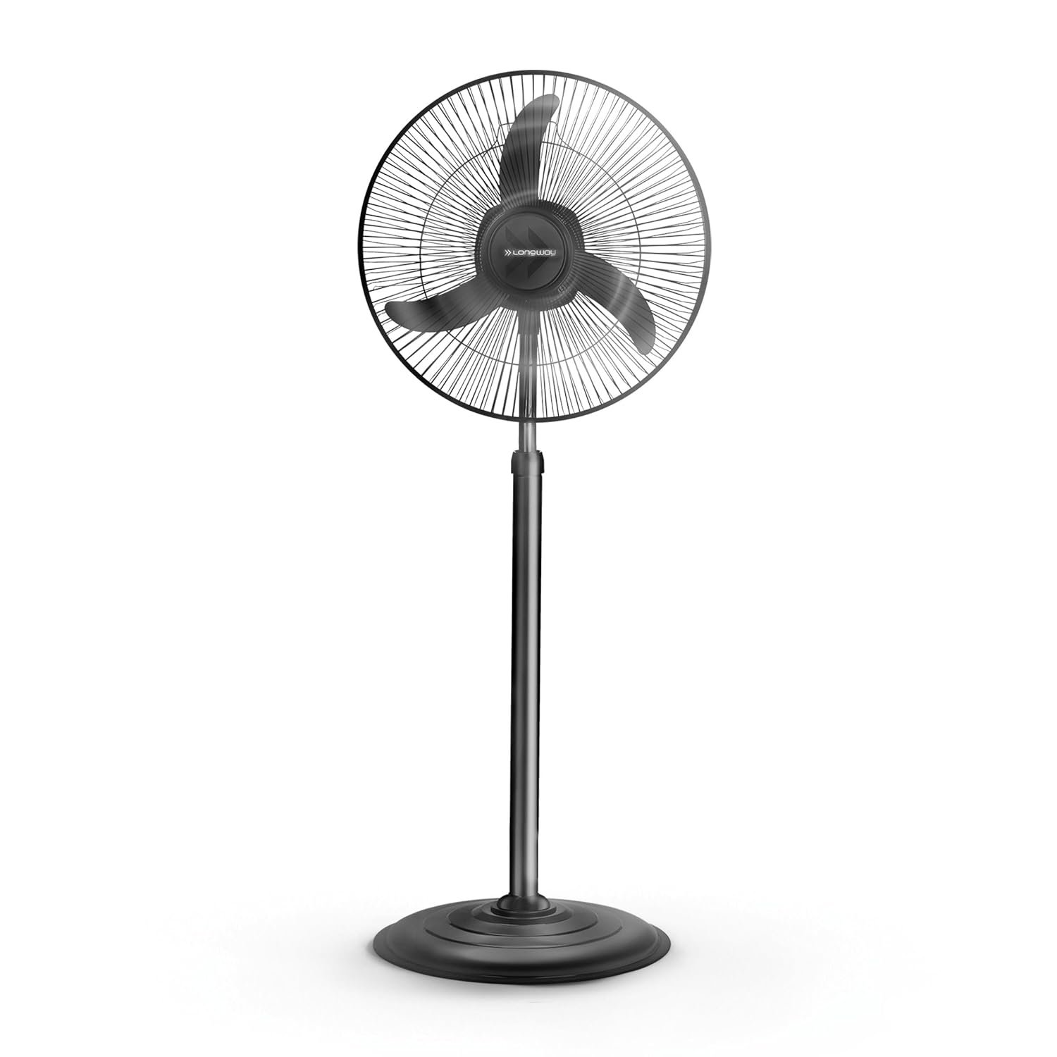 LONGWAY Bolt Black Pedestal Fan, P1 400 mm, Ultra High Speed, 3 Blade, Decorative Star Rated (Black, Pack of 1)