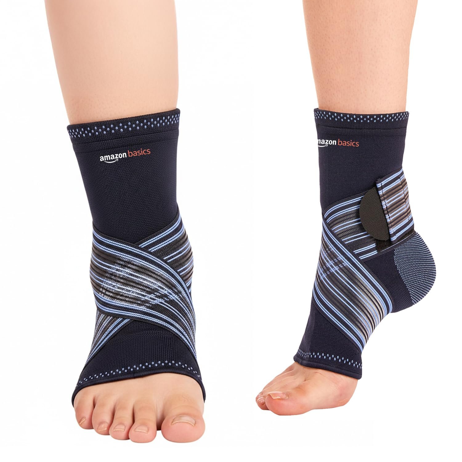 Amazon Basics Premium Ankle Support | Adjustable Compression for Daily Comfort | Breathable Fabric | Padded Design for Stability | Unisex | Medium | 1 Unit