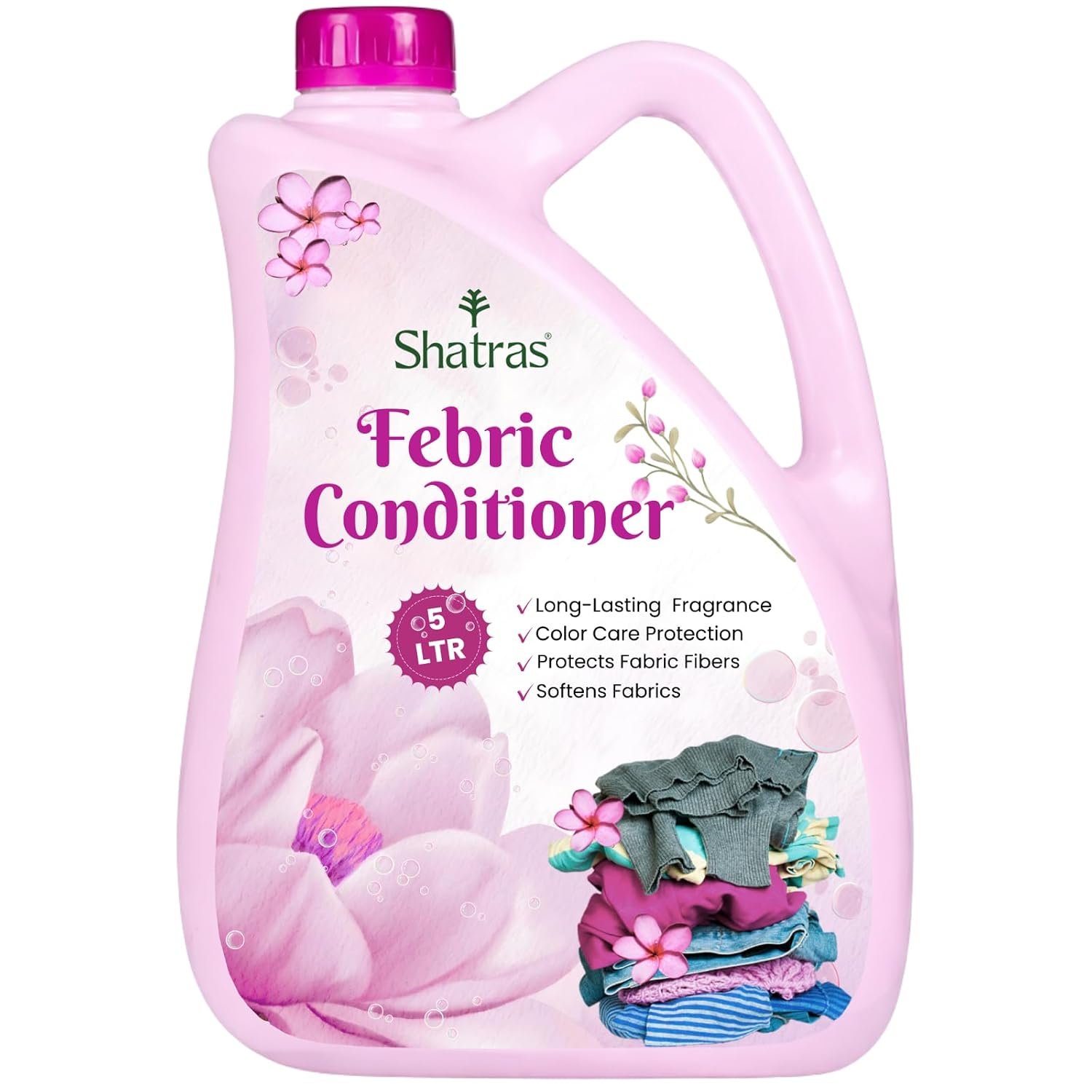Shatras Fabric Conditioner After Wash Liquid Fabric Softener Increase Shine & Long Lasting Royal Perfume Fragrance For Your Fabrics, Biodegradable, Non-Toxic, Safe for Skin-Pink Lily