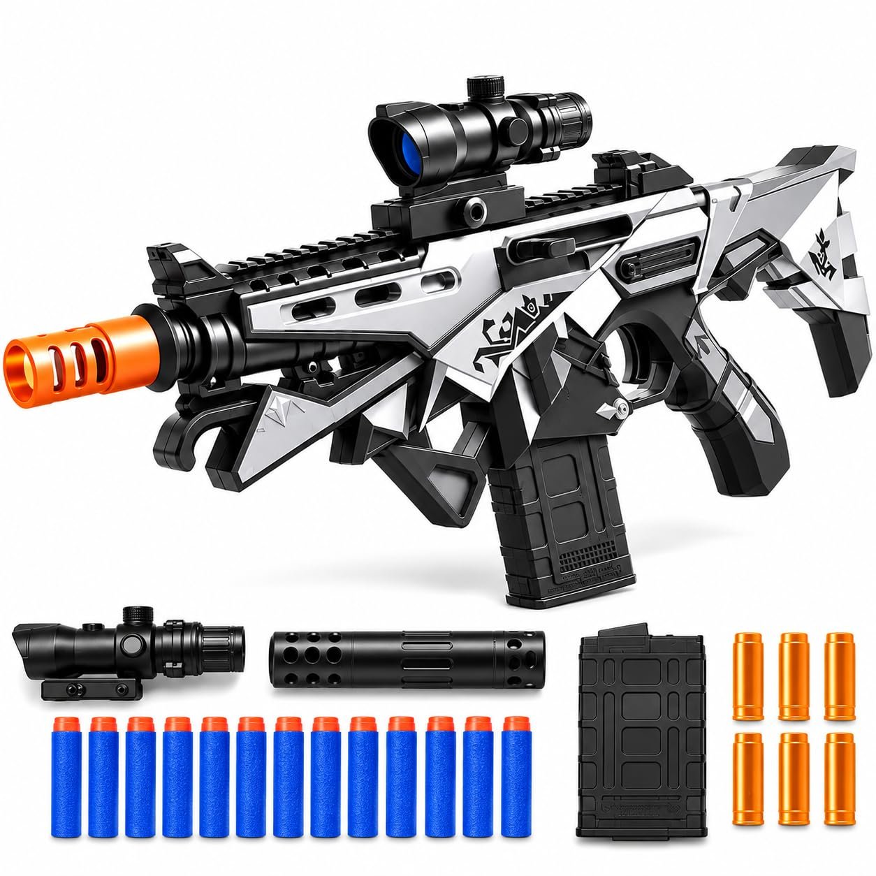 Soft Bullet Gun for Kids, Pull Back Toyy Blaster with 10 Soft Foam Bullets, Safe Shooting Target Play Toy, Outdoor & Indoor Role Play Toy for Boys & Girls, Birthday Gift