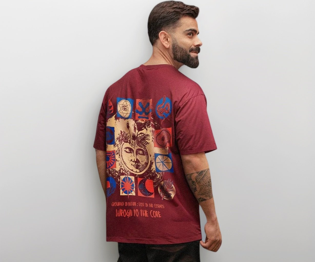 WROGN Men's Pure Cotton T-Shirt | Printed Design | Oversized Fit