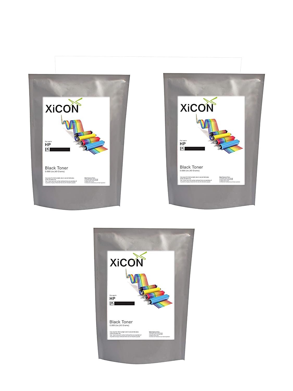 Xicon Black Toner Powder for use in HP - 40g (Pack of 3)