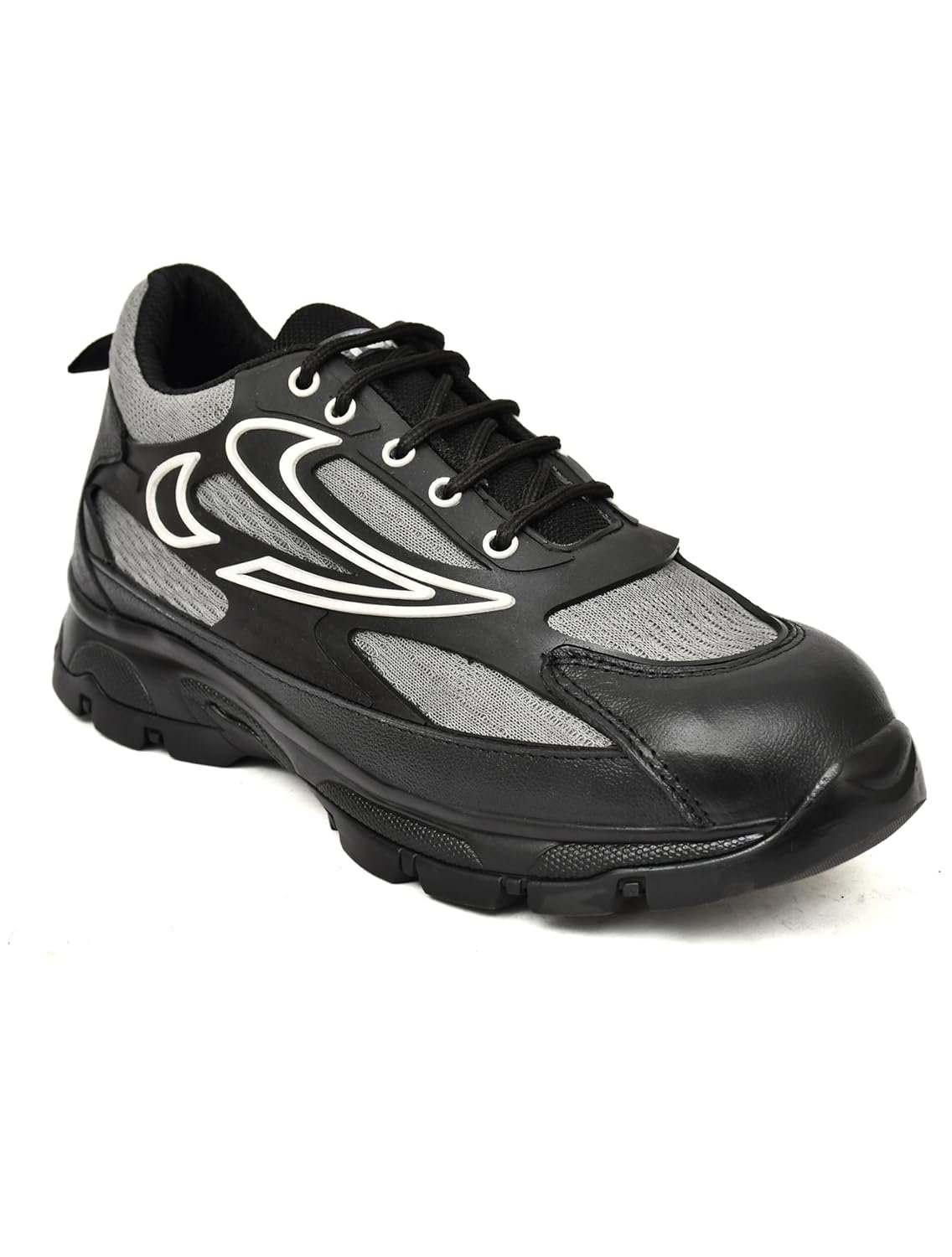 STONIX® ShieldMax Steel Toe Safety Shoes for Men | Heavy Duty Shoes | Lightweight & Comfortable With Breathable Material | Industrial Work Shoes (Size-09, Grey)