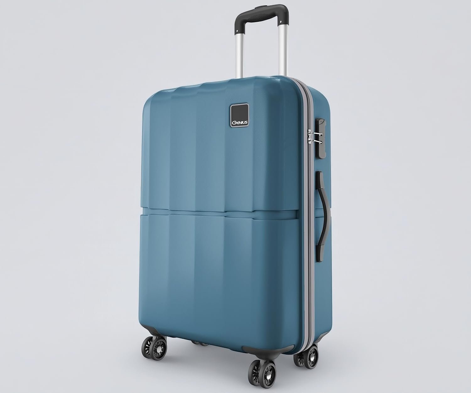 Safari Genius Theo 8 Wheels 66cm Medium Size Check-in Trolley Bag, Hard Case Polycarbonate, 360 Degree Wheeling Luggage, Suitcase for Travel, Trolley Bags for Travel, Pearl Blue