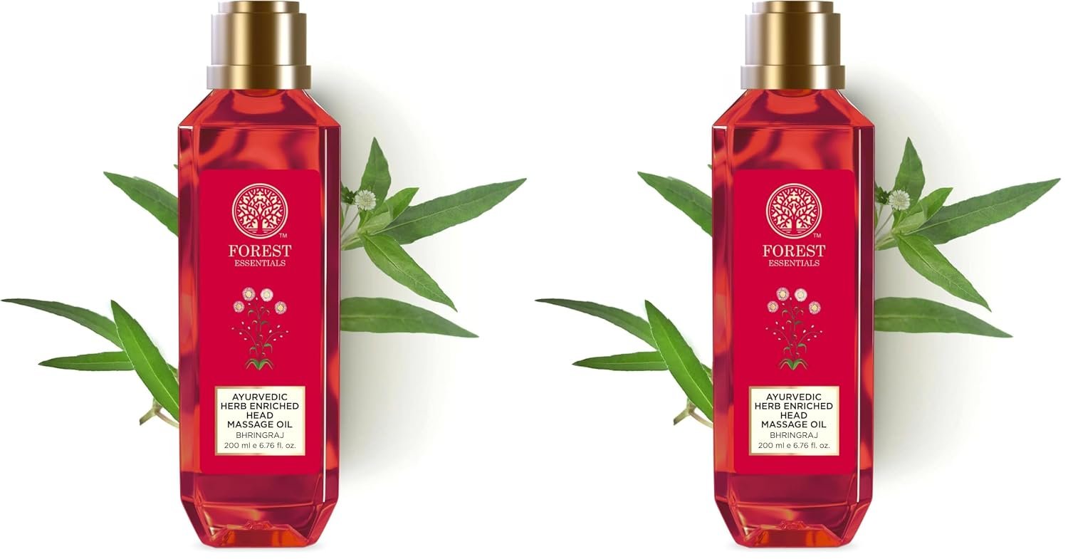 Forest Essentials Head Massage Oil Bhringraj | Ayurvedic Hair Oil for Hair Growth | Strengthens hair & addresses Dandruff (Pack of 2)
