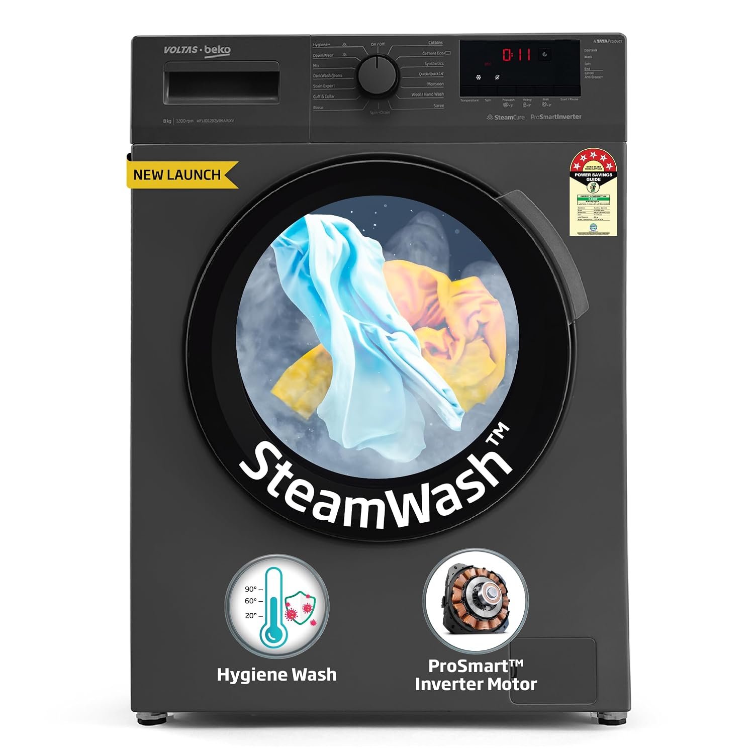 Voltas Beko, A Tata Product 8 Kg 5 Star Inverter Quick wash Fully-Automatic Front Loading Washing Machine