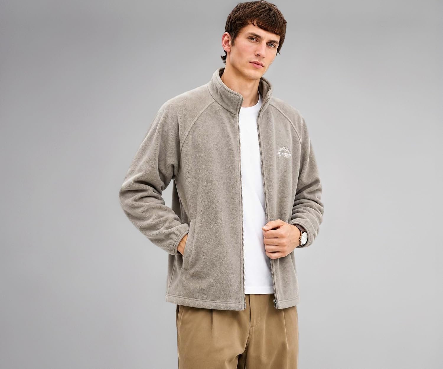 Lymio Men's Fleece Jacket | Lightweight Winter Wear | Full Sleeve Regular Fit | High Neck Zip-Up | Solid Jacket for Men(1-J-12-14)
