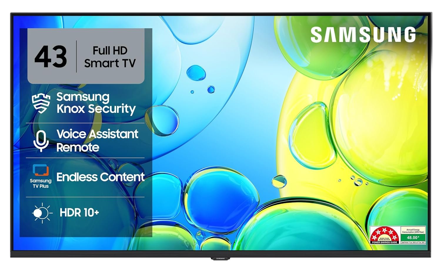 Samsung 43 inch (108cm) FHD Smart LED 2026 TV | HDR10+ | 150+ Channels | Voice Assistance Remote | PurColor | Contrast Enhancer | Knox Security | UA43F5650FUXXL