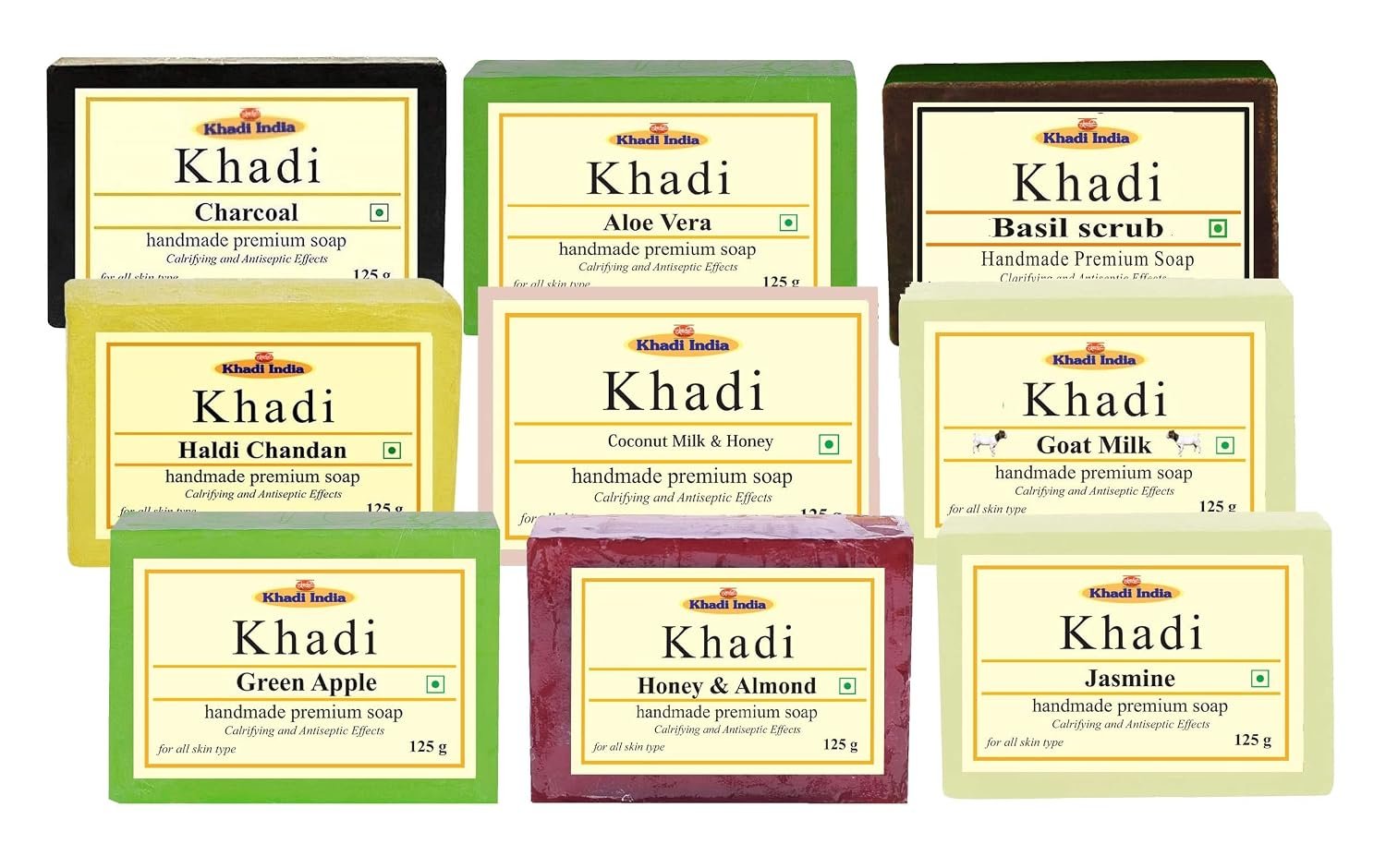 Khadi Handmade Natural Soap Combo Assorted Natural Soap, Enriched with Essential Oils, 125 g (Pack of 9)