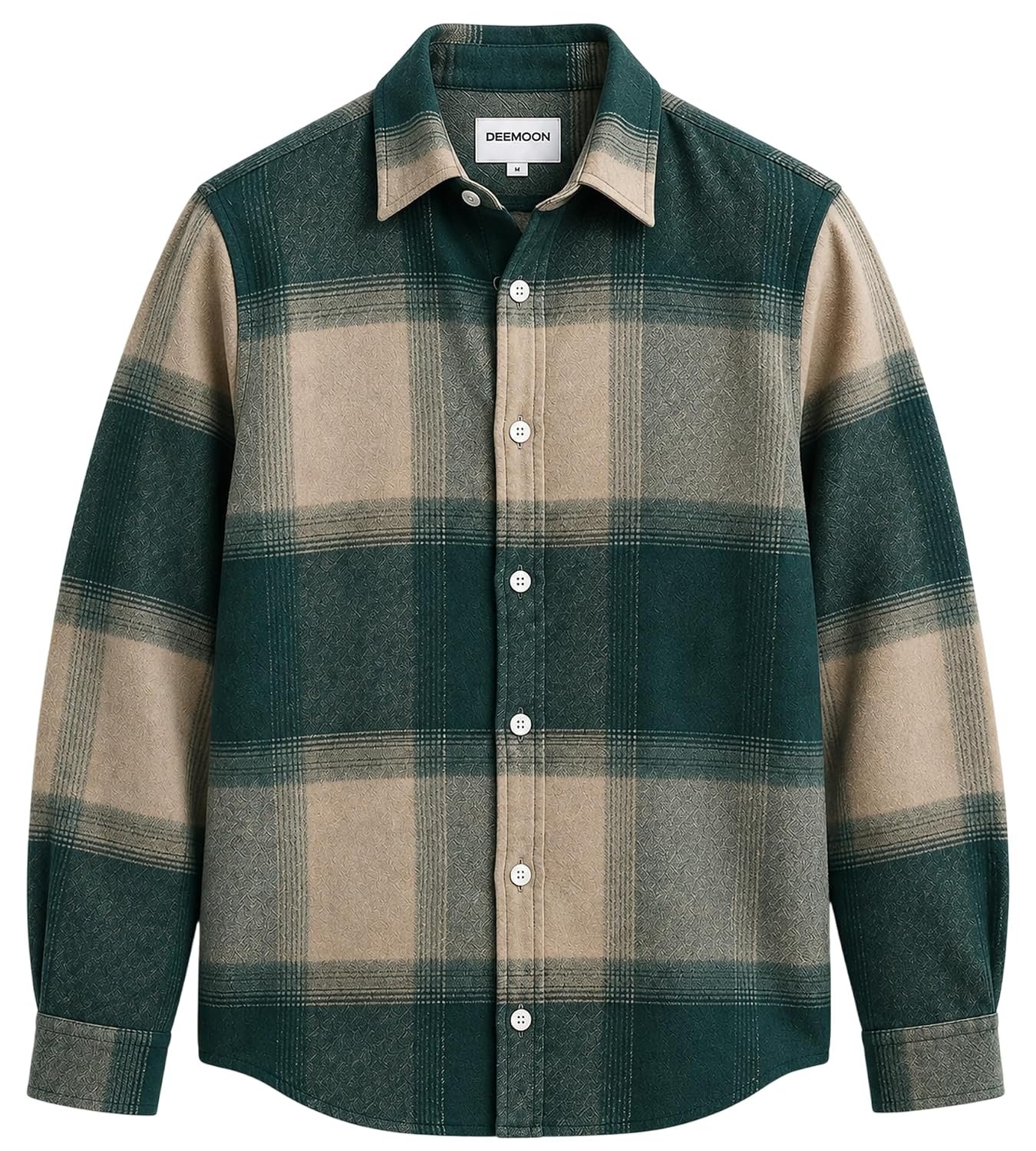 DEEMOON Men's Premium Cotton Blend Printed Checkered Shirt | Full Sleeve Plaid Casual Button-Down Shirt | Soft & Comfortable Regular Fit | Office, Travel & Everyday Wear