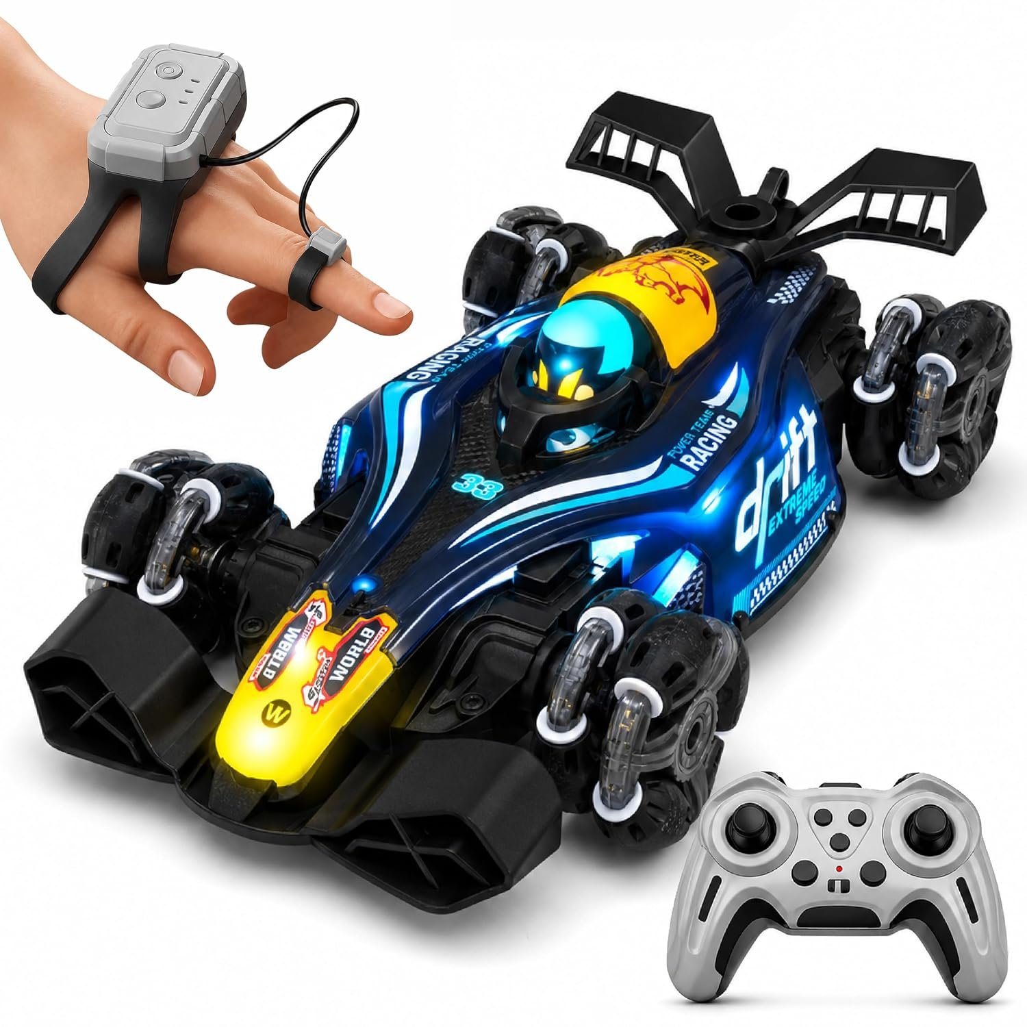 Lifelong F1 RC Car for Kids | 1:14 Scale, 4x4 Wheel Drift Car with Hand Sensor Control | Stunt Car with Smoke, Lights, Racing Sounds, 360° Spin | USB Rechargeable Remote Control Toy for Kids 3–12 Yrs