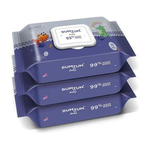 BUMTUM Baby 99% Water Wet Wipes Pack of 3 (216 Wipes)