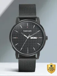 Fastrack With Day & Date Black Dial Black MetalStrap Analog Watch - For Men 3294NM01