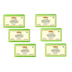 Khadi Antiseptic And Moisturising Bathing Soap With Aloe Vera, Neem And Tulsi |For Smooth, Soft & Nourished Skin, 125G (Pack Of 6)