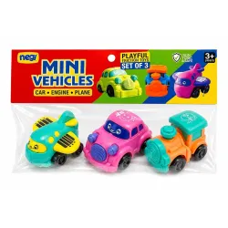 Mini Vehicles Playful Friction Toy Set of 3 for Kids Not Battery Operated Toy Just Push and Go Includes Car | Engine | Plane | Age 3 Year + for Kids (Assorted Colour)