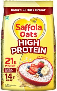 Saffola Oats High Protein -21g |High fibre | Instant rolled oats | Soft & Creamy Pouch (1 kg)