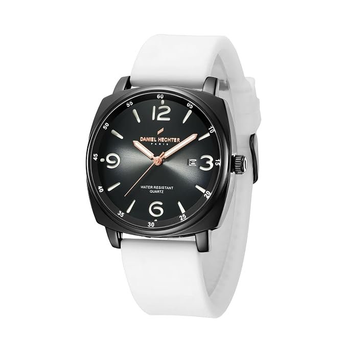 Daniel Hechter Paris Vaneau Collection Analog Watch for Men - Water Resistant Quartz Movement, Date Display with Silicon Strap