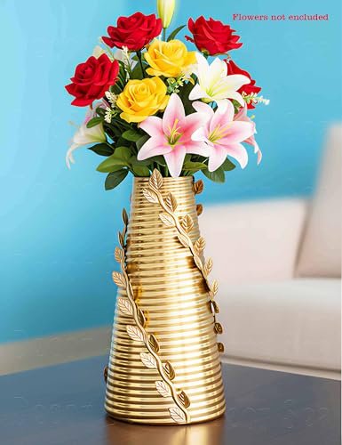 Flower Vase for Living Room | Gold Minimalist Table Metal Vase for Bedroom, Dining Table & Office Decor | Home Decoration