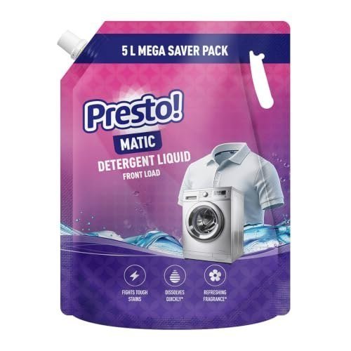 Presto! Matic Front Load Liquid Detergent Refill Pack 5L | Floral Scent | Quick Action Stain Removal for Front Load Washing Machines