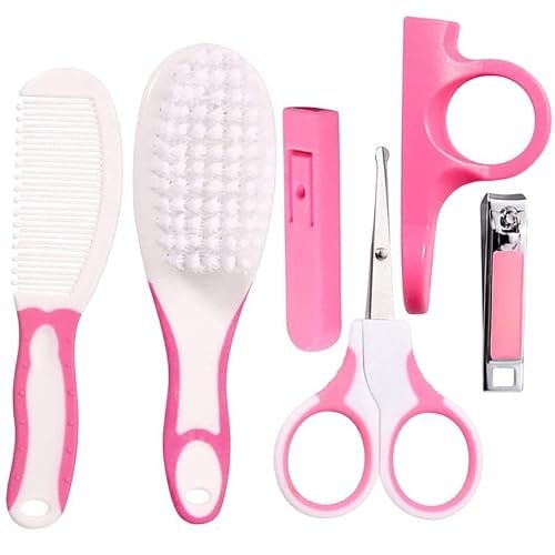 SYGA 6 Pcs Health Care Kit for Newborn Baby Kids Nail Hair Grooming Brush - Pink