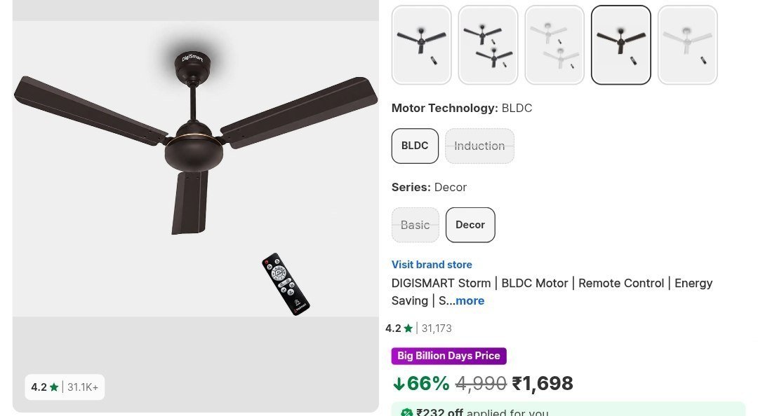 Ceiling Fan + Remote