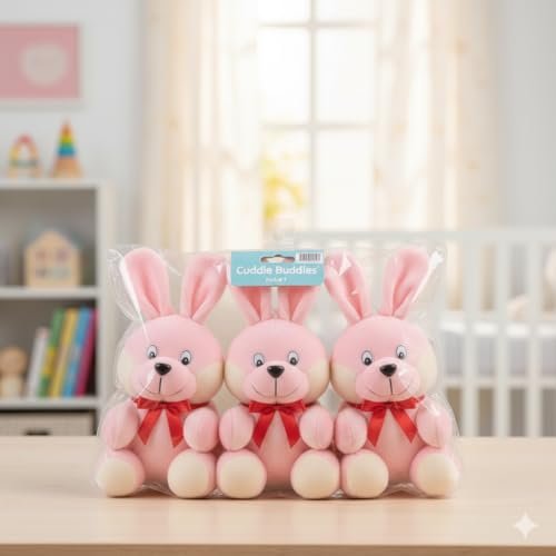 Cute Pink Bunny Soft Toy Pack of 3 | Super Soft Plush R..