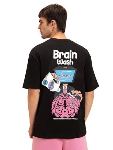 Bewakoof Men's Graphic Printed 100% Cotton T-Shirt - Oversized Fit, Round Neck, Half Sleeves