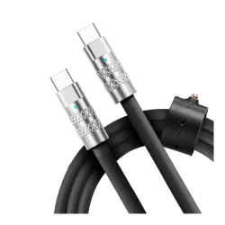 Statik TSumoCharge USB C to USB C Cable 100W Fast Charging Cable - Heavy Duty Unbreakable Silicone, Supports Data Transfer Type C to Type C Cable, Cord Wrap Organizer Included, 6FT/2M, Black